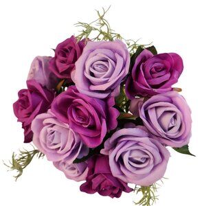 Dozen Purple Lavender Artificial Rose Bouquet Wedding Decor Event Centerpiece Gi